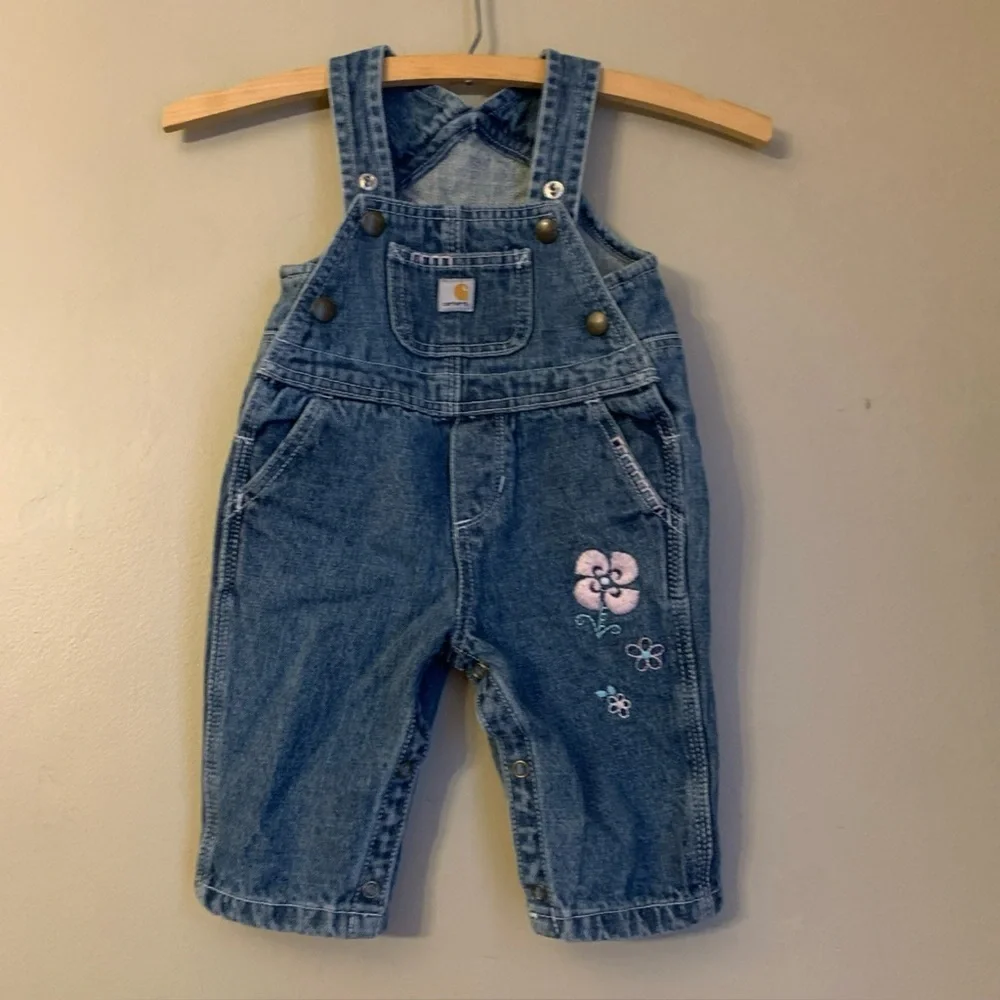 Carhartt Bib Overalls 9 Months Jean Kids Infant Denim Floral Workwear Girls